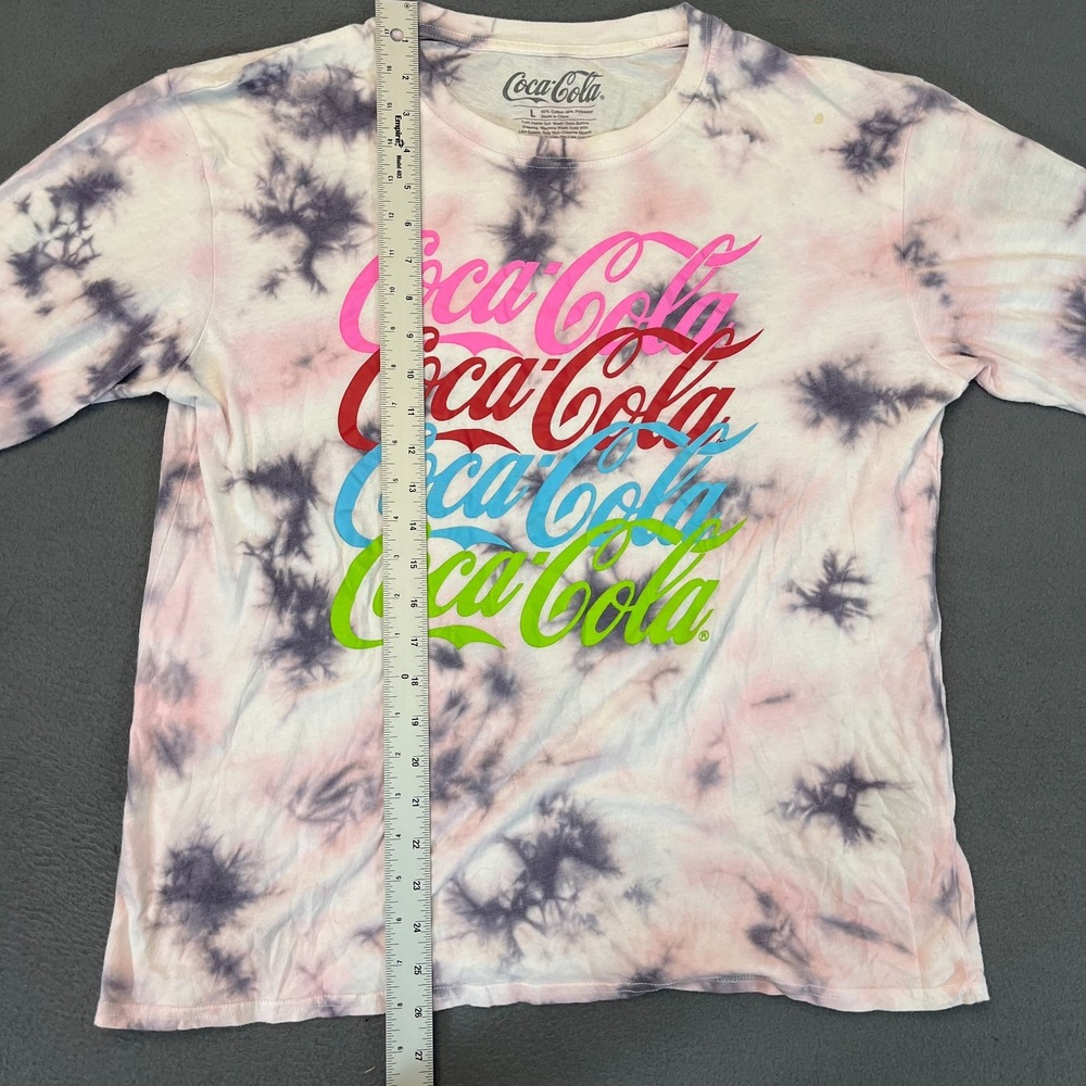 Coca Cola Shirt Womens Large Tie Dye Tee Cotton Long Sleeve Coke Logo Xmas - Picture 5 of 10